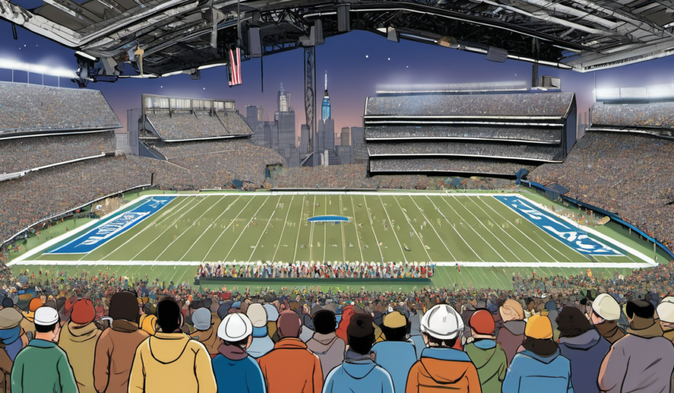Steel Across America’s 9/11 Memorial Reaches Final Stop at Giants Game — AI-generated editorial illustration