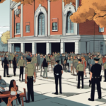 Three Stabbed at SUNY Westchester College as Two Suspects Arrested — AI-generated editorial illustration