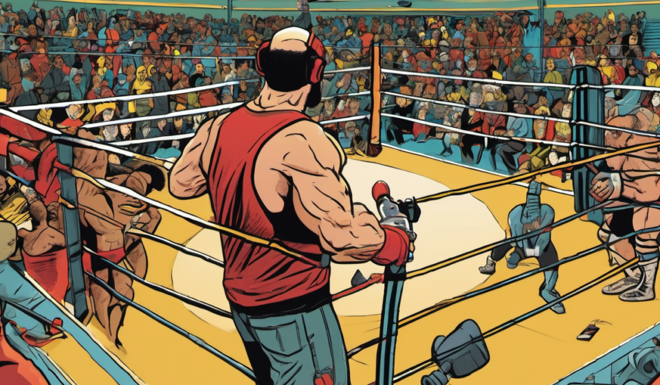Inside the Lens: Austin Cowen’s Nine Years Shaping EMERGE Wrestling — AI-generated editorial illustration