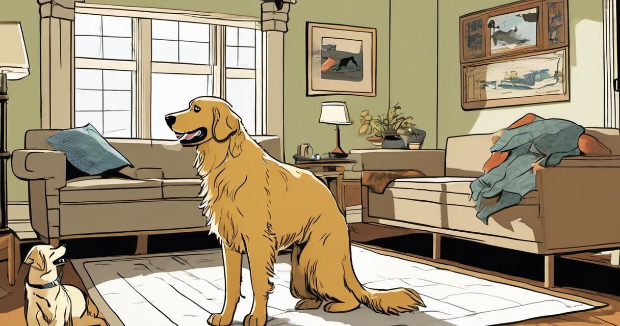 Golden Retriever Turns Intruder Into Playmate, Not Guard Dog — AI-generated editorial illustration