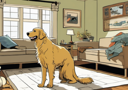 Golden Retriever Turns Intruder Into Playmate, Not Guard Dog — AI-generated editorial illustration
