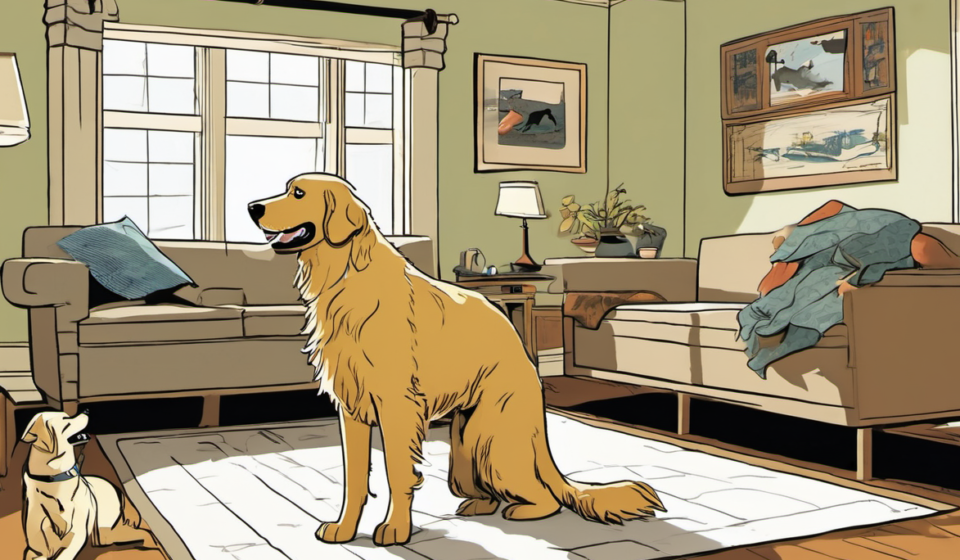 Golden Retriever Turns Intruder Into Playmate, Not Guard Dog — AI-generated editorial illustration