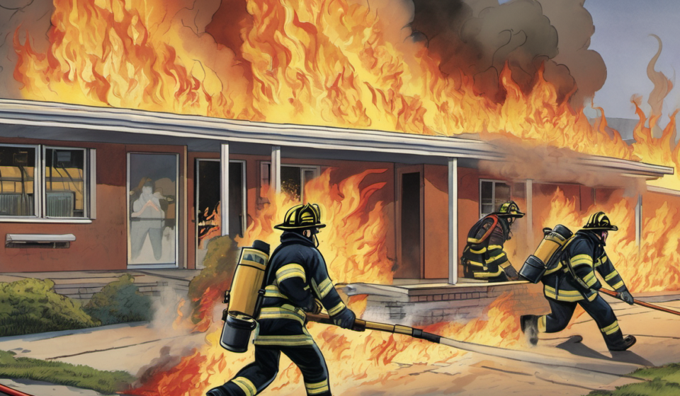 First Responders Rush to Flame‑Engulfed Florida Motel, Saving Lives — AI-generated editorial illustration