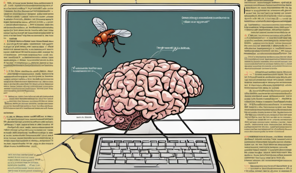 How a Fruit Fly Brain Became a Creative Partner for Wired — AI-generated editorial illustration