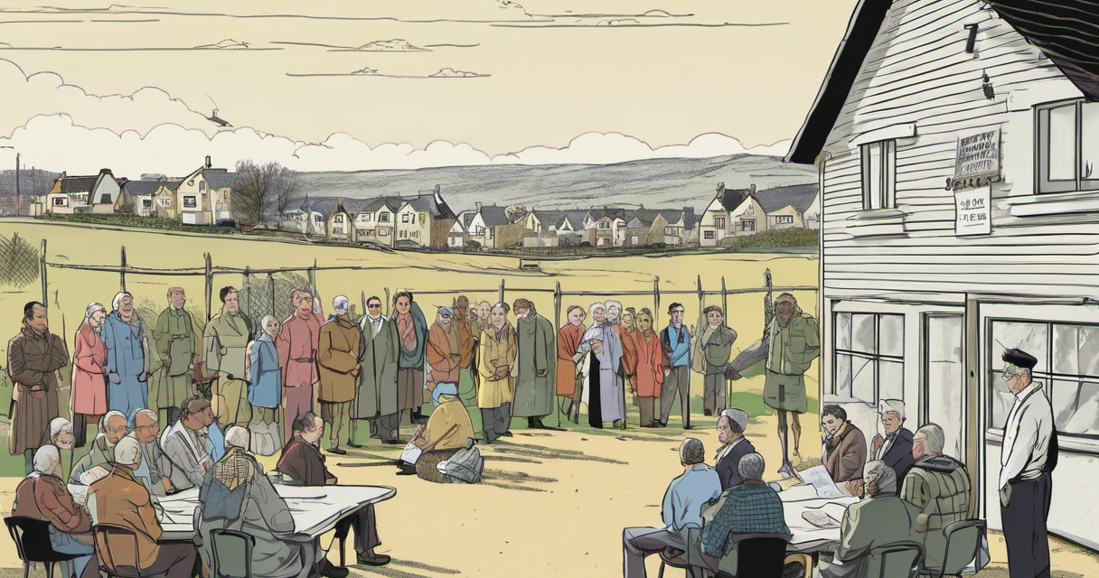 Piddington Village Votes to Leave UK in Symbolic Protest Over Asylum Seekers — AI-generated editorial illustration