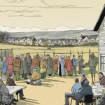 Piddington Village Votes to Leave UK in Symbolic Protest Over Asylum Seekers — AI-generated editorial illustration