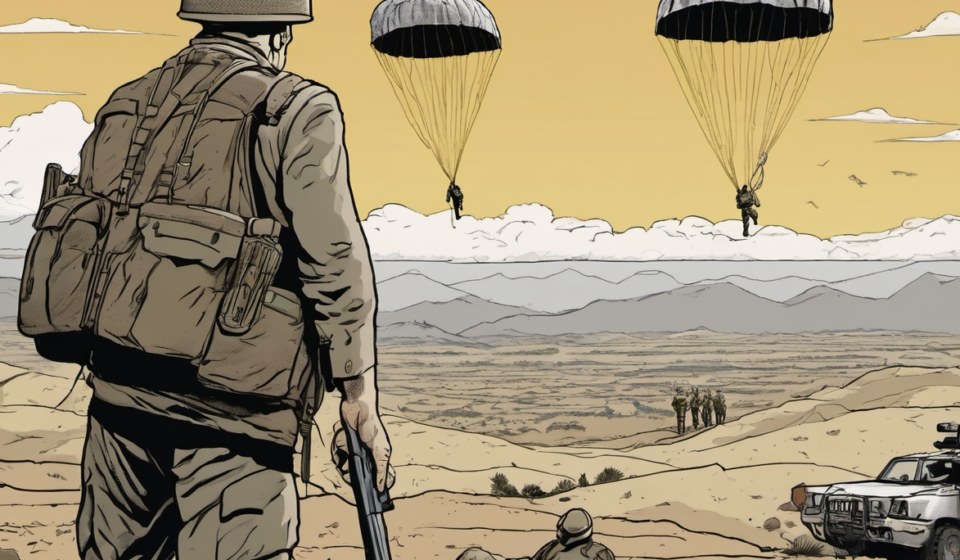 Veteran Honors Late Paratrooper Who Aided Fox Reporter and Afghan Refugees — AI-generated editorial illustration