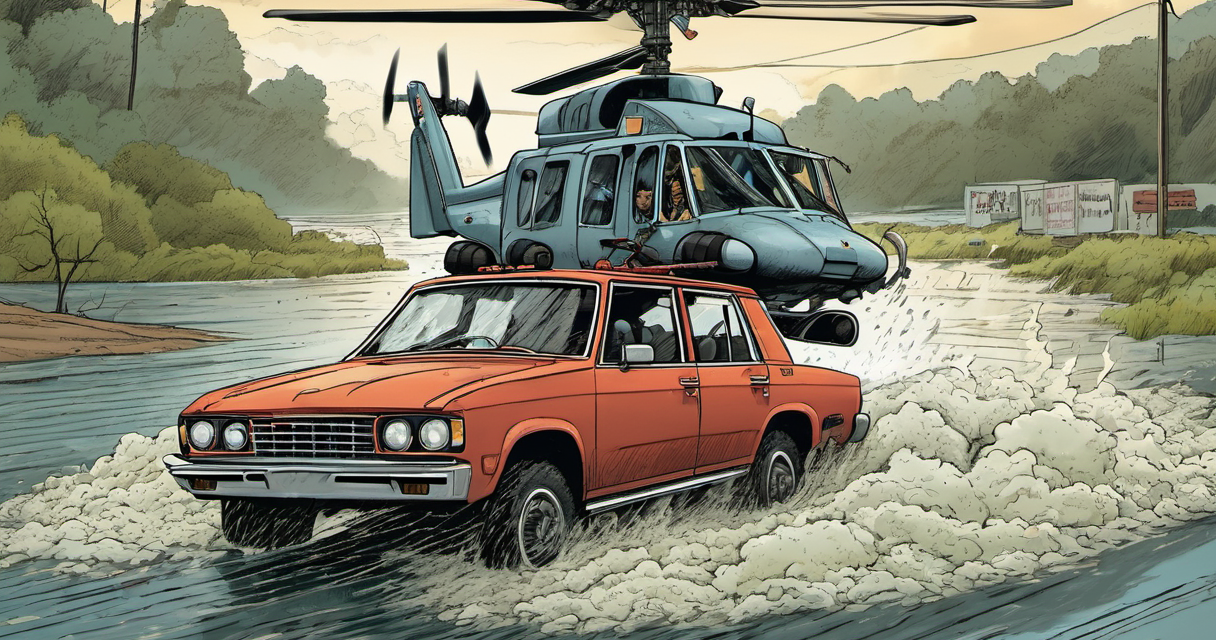 Arizona Sheriff’s Helicopter Saves Two Elderly Drivers from Flooded Car — AI-generated editorial illustration