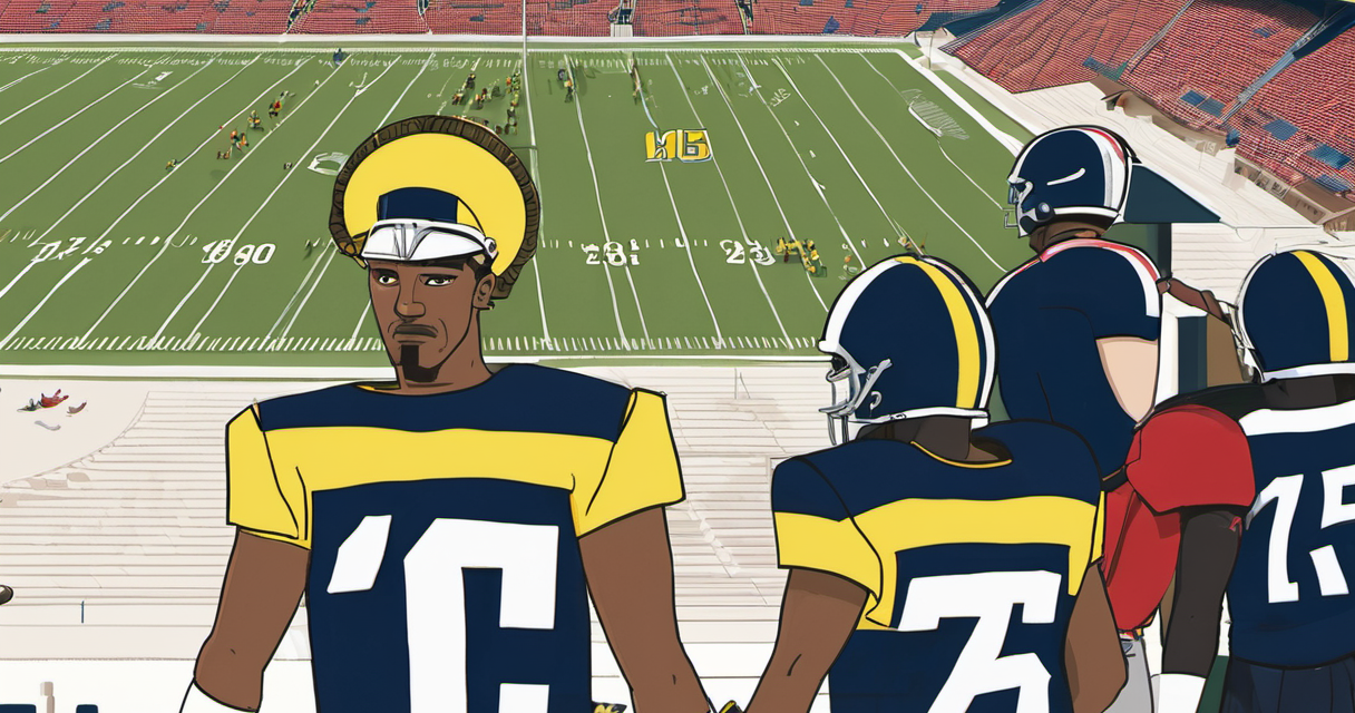 Baker Mayfield Wears Michigan Jersey at Bucs Practice After Oklahoma Loss — AI-generated editorial illustration
