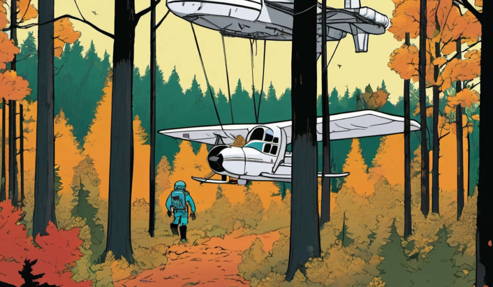 F‑16‑Like Plane Crashes in Michigan; Shelter‑In‑Place Order Issued — AI-generated editorial illustration