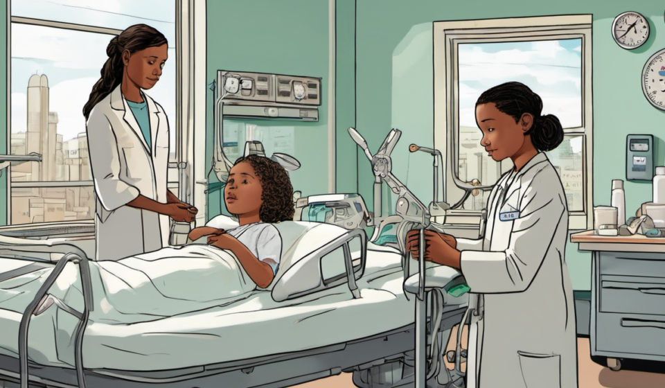 Twin Sisters Face Each Other After 24‑Hour Separation Surgery — AI-generated editorial illustration