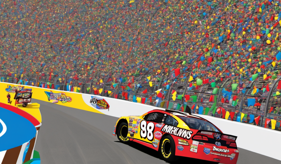 Ty Gibbs Honors Kyle Busch with M&M Paint Scheme at Bristol — AI-generated editorial illustration