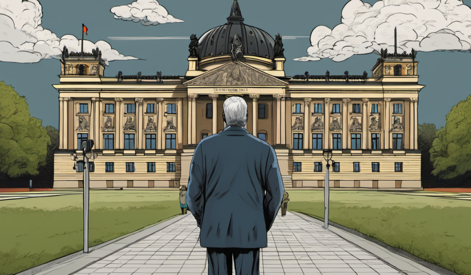 German Chancellor Faces Crisis as Far‑Right AfD Gains Momentum — AI-generated editorial illustration
