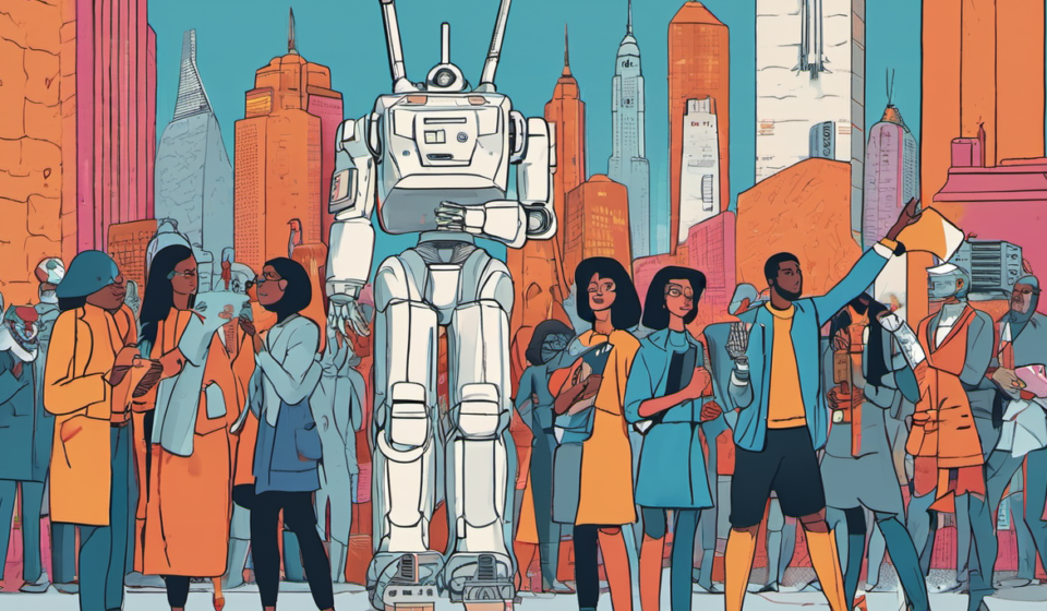 Americans Want to Slow AI Growth, Not Halt It, Poll Shows — AI-generated editorial illustration