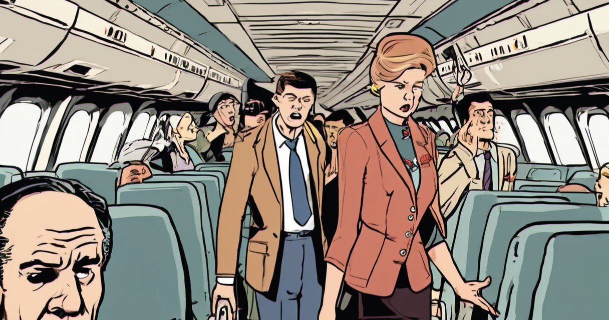 Midair Brawl on Biman Flight Sparks Chaos as Passengers Jump — AI-generated editorial illustration