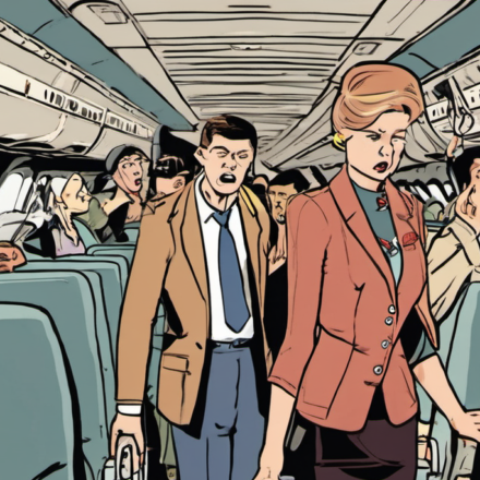 Midair Brawl on Biman Flight Sparks Chaos as Passengers Jump — AI-generated editorial illustration