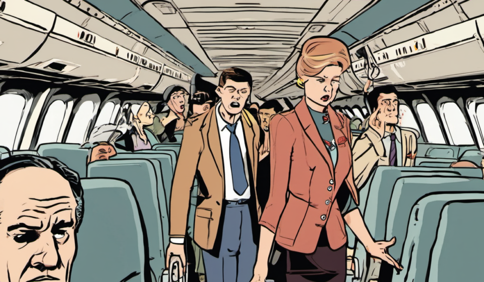 Midair Brawl on Biman Flight Sparks Chaos as Passengers Jump — AI-generated editorial illustration