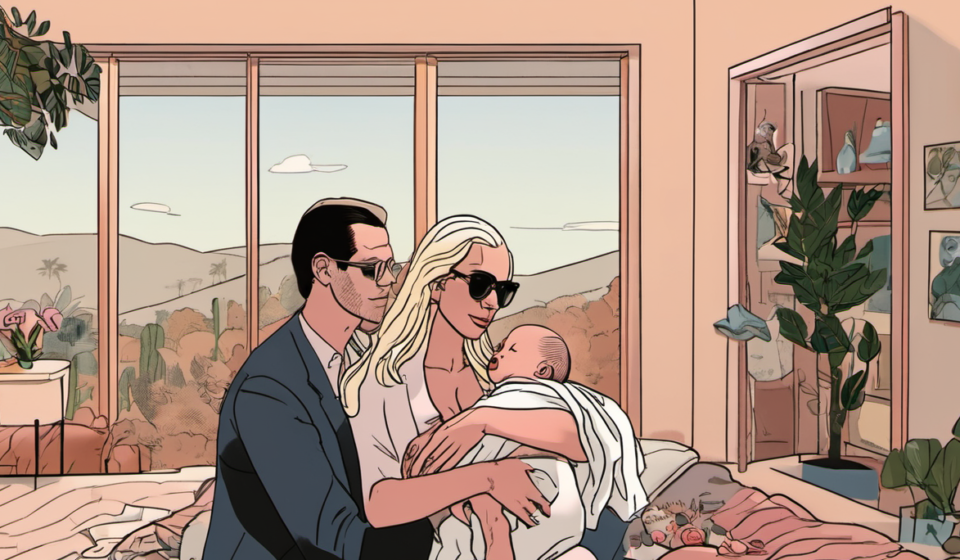Lady Gaga and Michael Polansky Welcome Daughter Rose via Surrogate — AI-generated editorial illustration