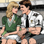 Tom Cruise Confesses Taylor Swift Was Teaching Him Football at the Chiefs Game — AI-generated editorial illustration