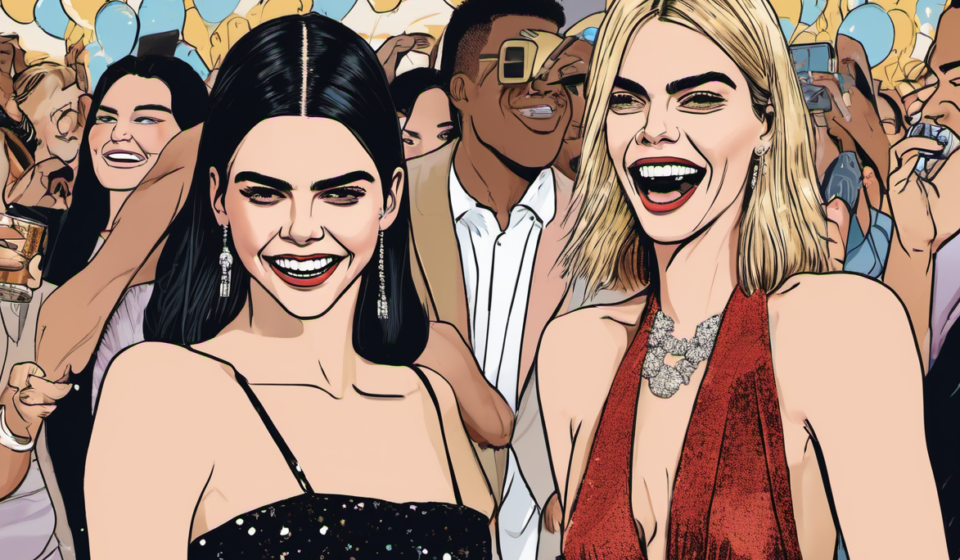 Kendall Jenner Dismisses Rumors, Jokes About Sleeping With Cara Delevingne — AI-generated editorial illustration
