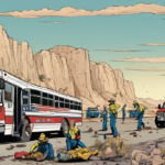 Cody Rhodes’ Tour Bus Involved in Texas Accident Before SmackDown — AI-generated editorial illustration