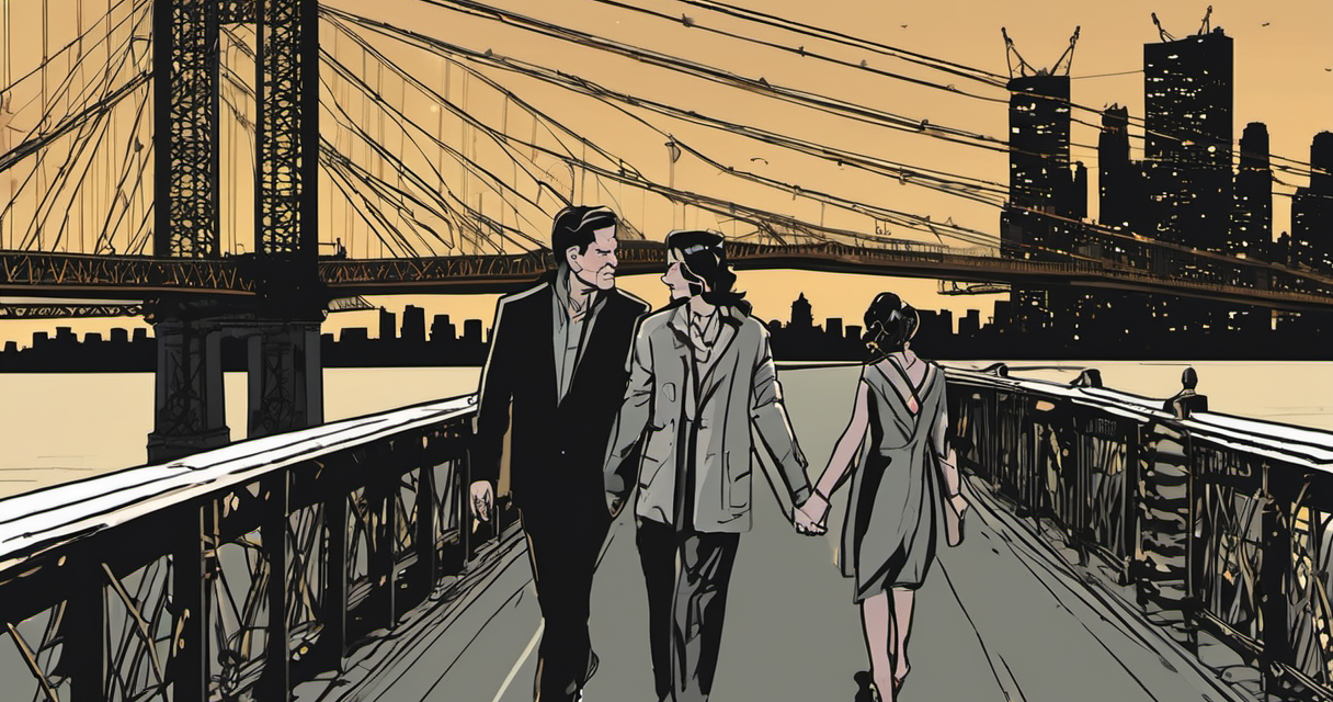 Joe Alwyn Spotted With Comedian Mary Beth Barone on NYC Bridge — AI-generated editorial illustration