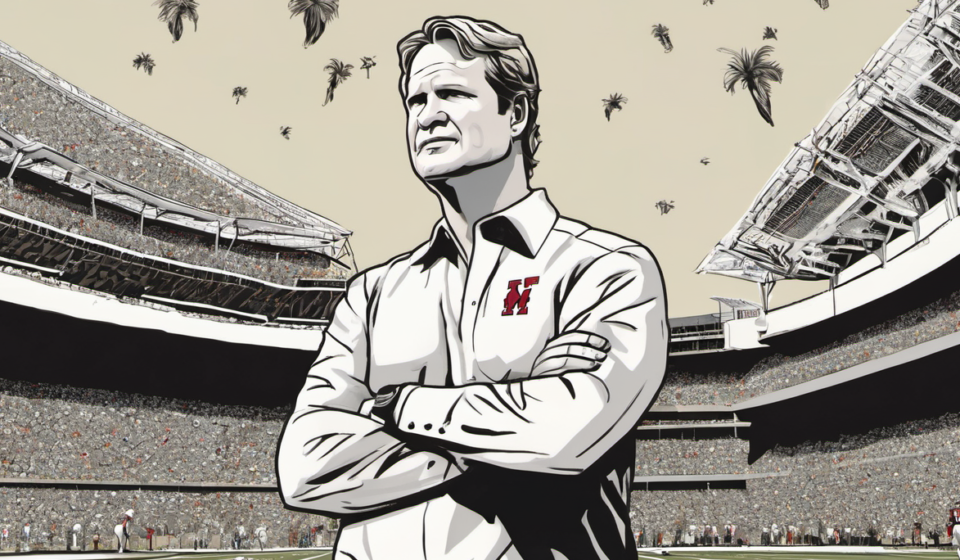 Lane Kiffin: The Most Polarizing Coach in College Football History — AI-generated editorial illustration