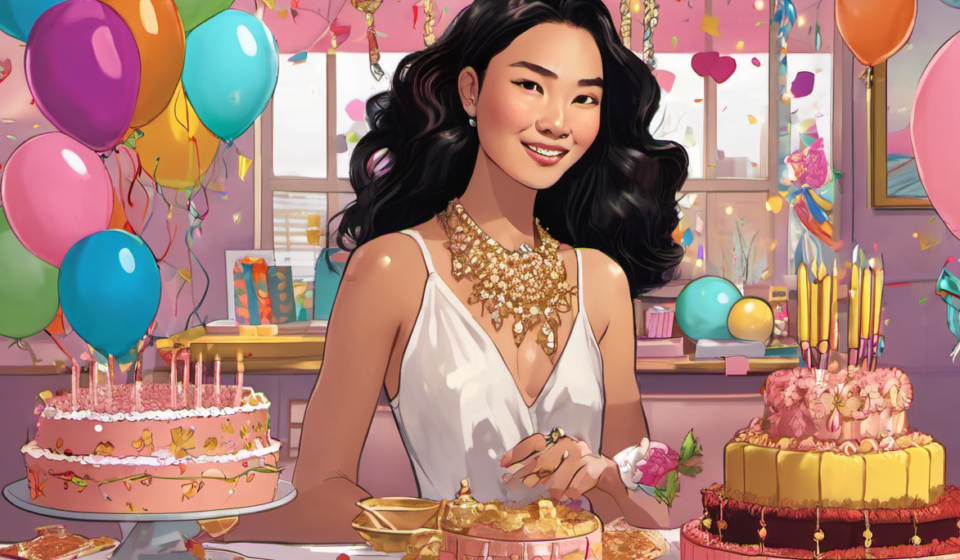 Lily Chee Celebrates 23rd Birthday with Hot Shots and Glamorous Photos — AI-generated editorial illustration