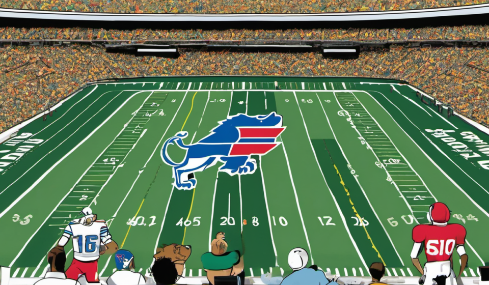 DraftKings Promo: Bet $1, Win $100 if Lions Score in TNF — AI-generated editorial illustration
