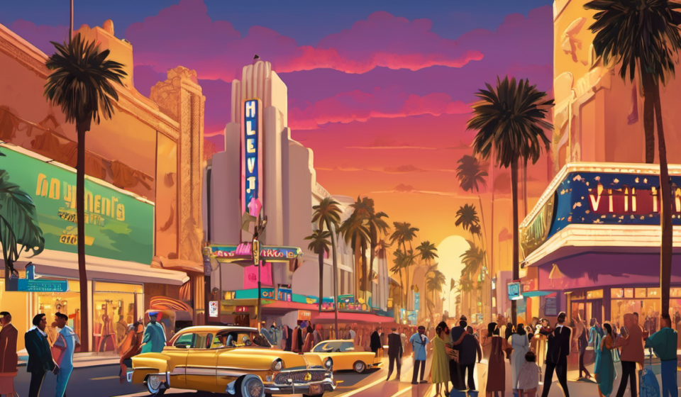 Hollywood’s Sunset Spectacle: Celebs Capture the Golden Hour — AI-generated editorial illustration