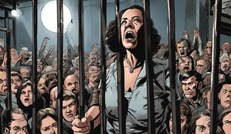 Elayna Black Reflects on the Gruesome Steel Cage Battle at TNA Lockdown — AI-generated editorial illustration