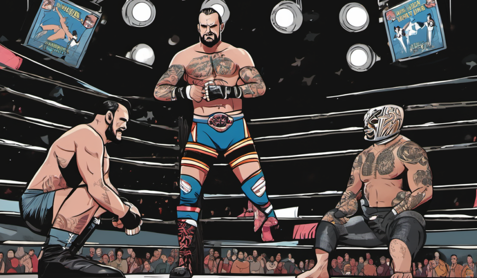CM Punk, Lucha Bros Reunion Set for WWE & AAA Worlds Collide — AI-generated editorial illustration