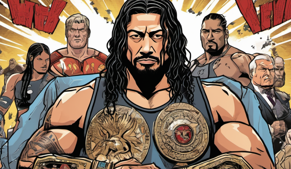 MVP Weighs In: Roman Reigns Lacks Cena‑Rock‑Austin‑Level Fame — AI-generated editorial illustration