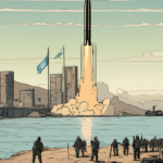 North Korea Fires Missiles, Escalating Tension with the U.S. — AI-generated editorial illustration