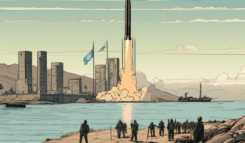 North Korea Fires Missiles, Escalating Tension with the U.S. — AI-generated editorial illustration