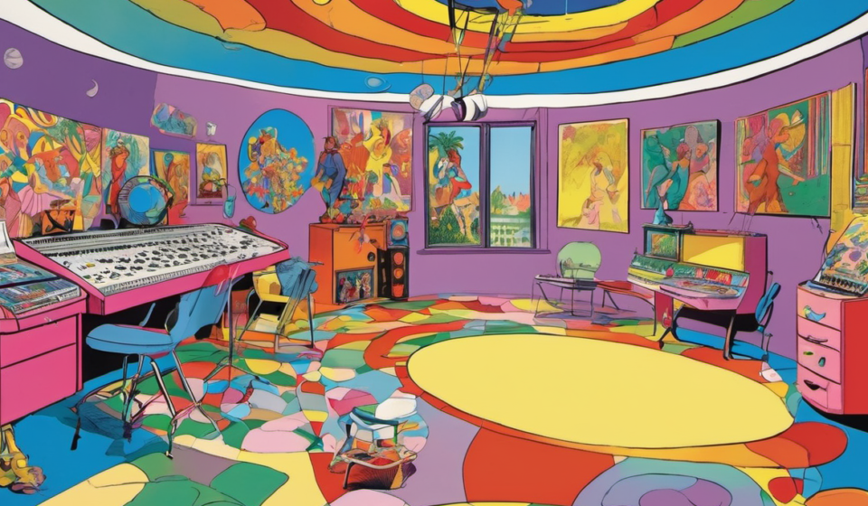 Peter Max & Bob Mackie: Icons of 60s Pop Culture — AI-generated editorial illustration