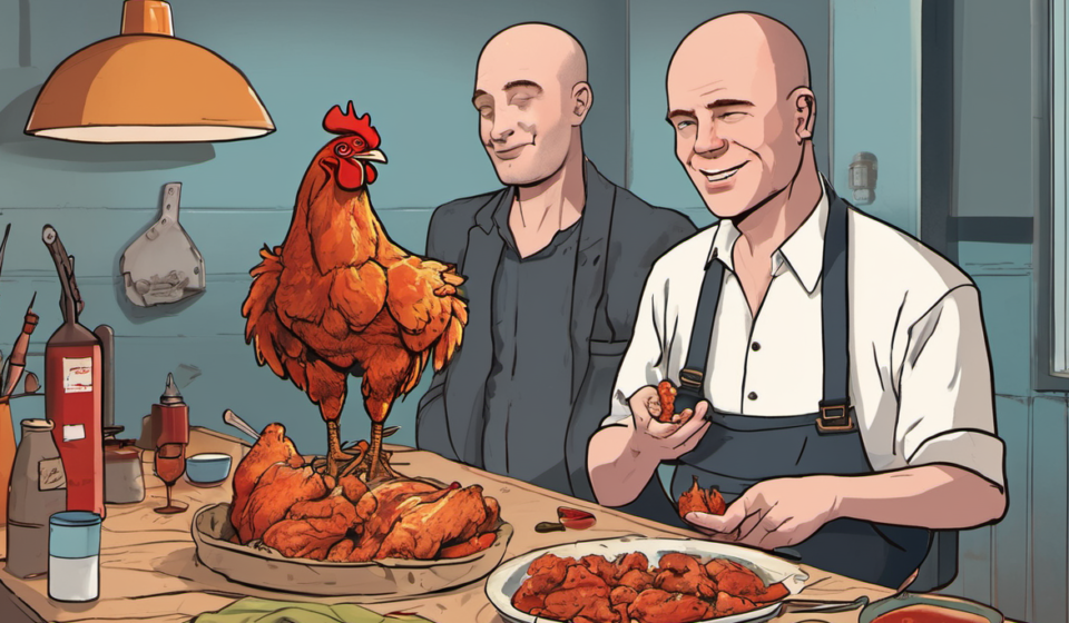 Vladimir Duthiers Bravely Faces the Spicy Challenge on Hot Ones — AI-generated editorial illustration