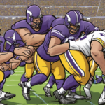 Vikings Dominate Bears After Caleb Williams Hamstring Injury — AI-generated editorial illustration