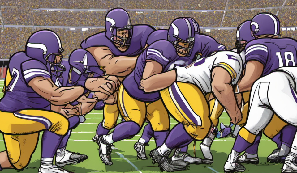 Vikings Dominate Bears After Caleb Williams Hamstring Injury — AI-generated editorial illustration