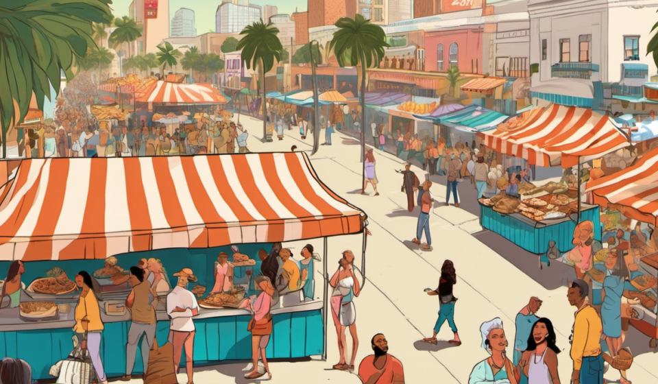Beverly Hills Hosts Chicken Tender Fest with Lizzo and Celebs — AI-generated editorial illustration
