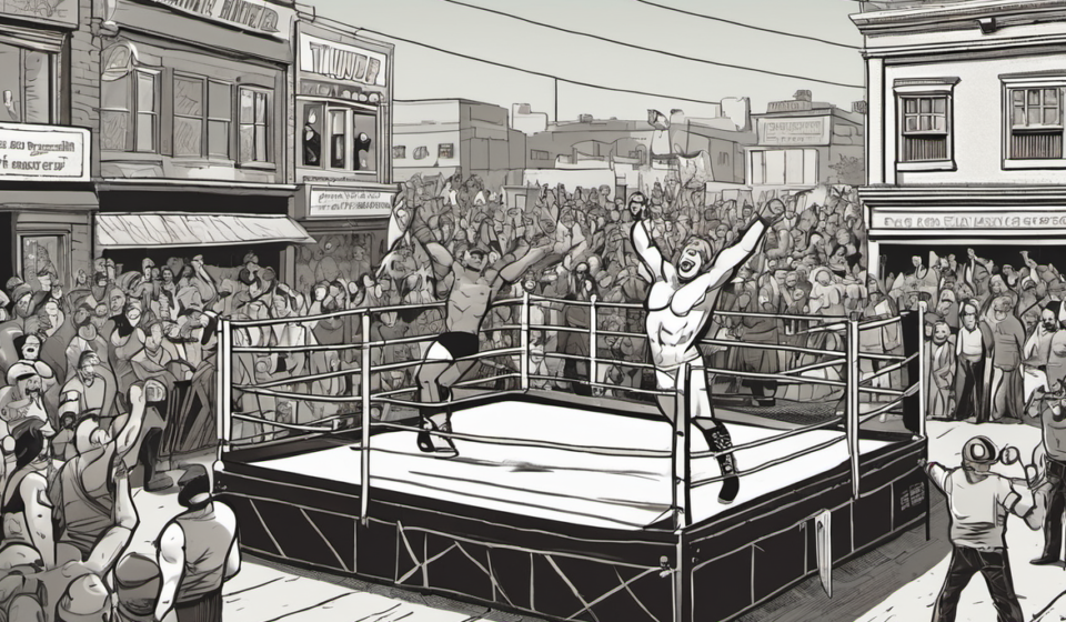Pro Wrestling Thunder Brings Free Show to Bluffton Street Fair — AI-generated editorial illustration